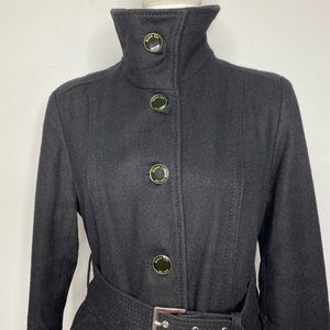 Kenneth Cole New York Black Wool Blend Sz 10 Coat